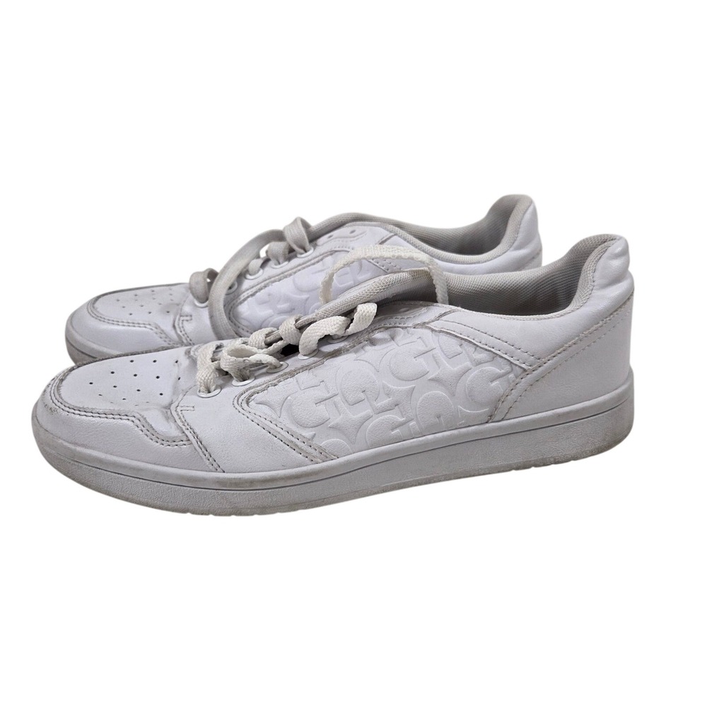 Guess Lazzy-R White Embossed Logo Low Top Sneakers Mens 7.5 GMLAZZY-R